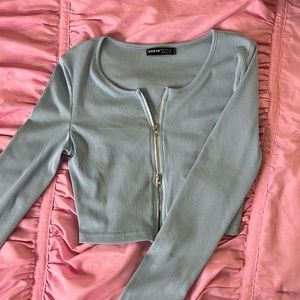 SHEIN Cropped Double Zip Long Sleeve